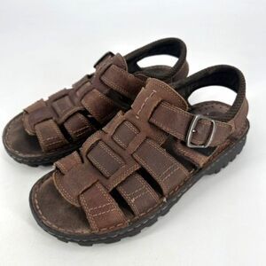 Y2K Faded Glory Mens Leather Chunky Fisherman Sandals Brown Size 10 Vintage